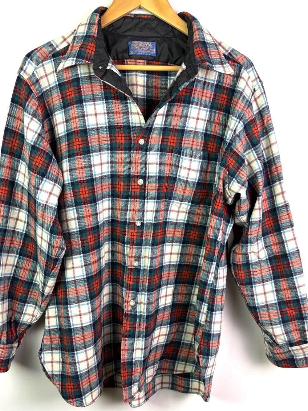 Pendleton 100% wool Plaid Button-Up Shirt Jacket in Red & Green size XL